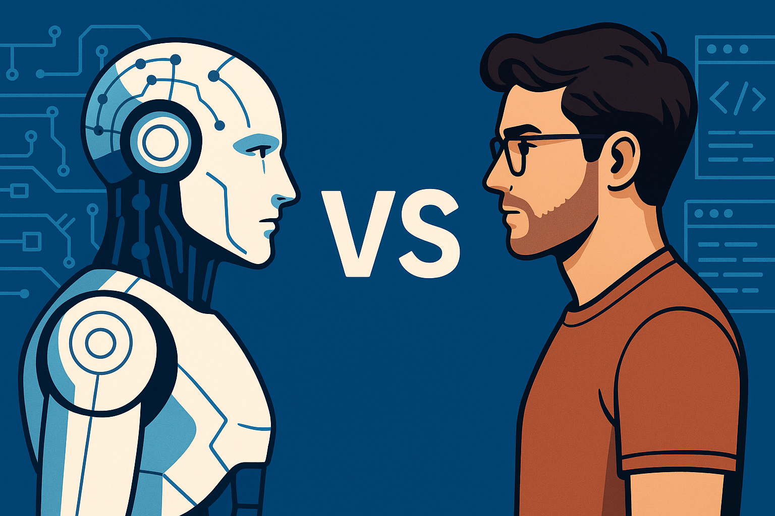 AI facing off against a software engineer